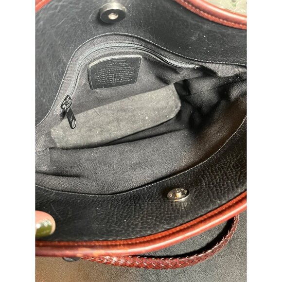 BRIGHTON Pebbled Black Leather Bucket Bag Purse Embossed Brown Croc Leather - Picture 15 of 16